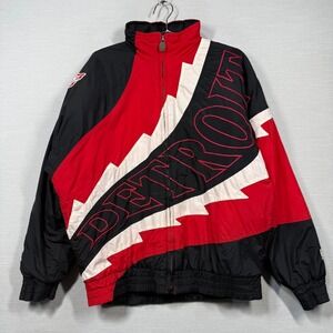 Vintage Detroit Red Wings Lee Jacket Mens Medium Red Black Puffer 90s NHL